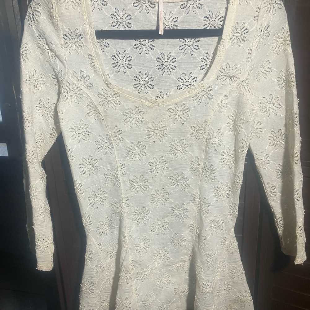 Free People Cream Lace Blouse
